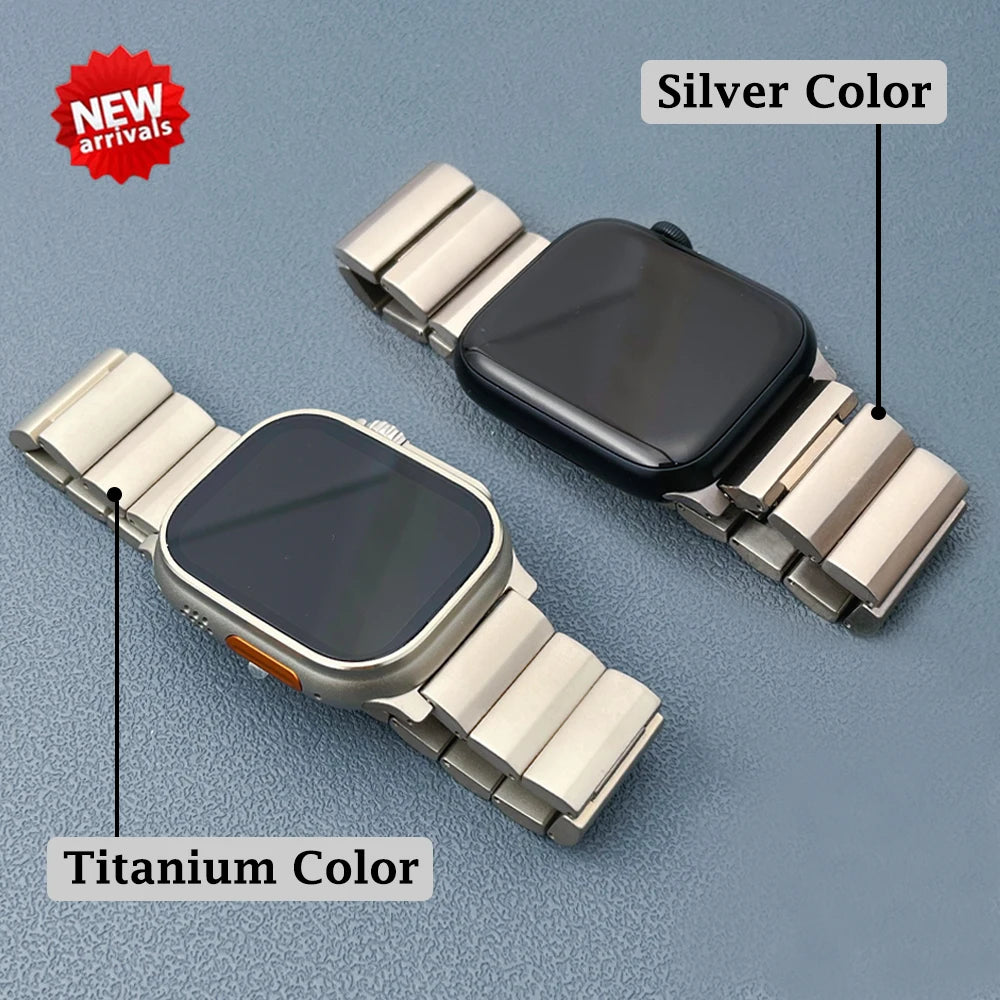 Titanium Apple Watch Band - Men's Business Bracelet for Ultra 3 49mm, Series 11/10 46mm, Series 9/8/7 45/41mm, Series 6/SE/5/4 44/40mm, Series 3/2/1 42/38mm