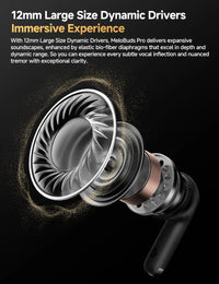 QCY MeloBuds Pro ANC Earbuds - 46dB Hybrid ANC, LDAC Hi-Res, Bluetooth 5.3 | 6-Mic, 34H Battery, In-Ear Detection, Waterproof TWS