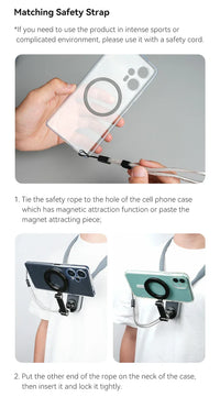 TELESIN Silicone Magnetic Quick-Release Neck Mount - Hands-Free Phone Holder for iPhone 15 14 13 12 11, Samsung, Universal Smartphones