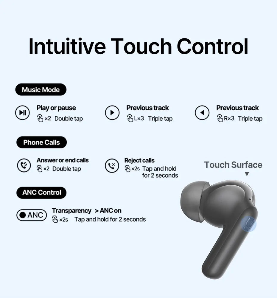 Baseus Bass EP10 Ultra ANC Earbuds - 55dB Noise Reduction, LDAC Hi-Res, Bluetooth 6.0 | 65H Battery, 6-Mic AI ENC, Powerful Bass, Waterproof TWS
