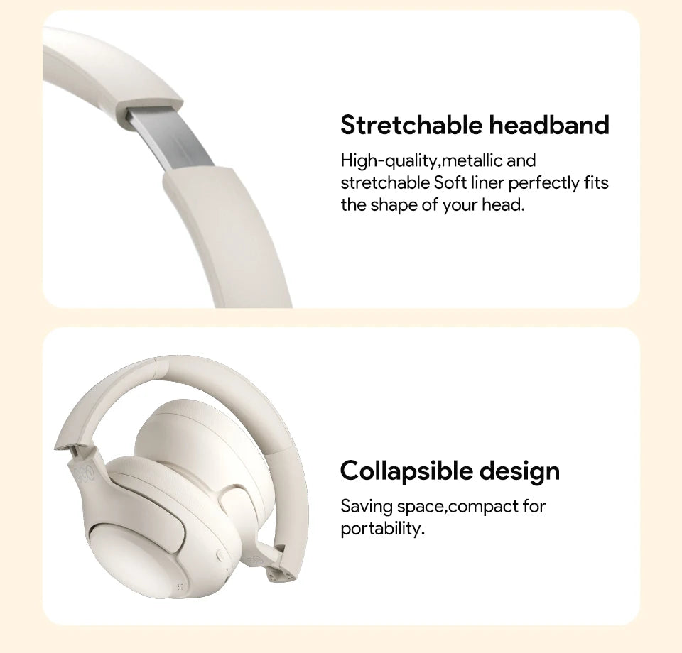 QCY H3 ANC Over-Ear Headphones - 43dB Hybrid ANC, Hi-Res Audio, Bluetooth 5.4 | 60H Battery, 40mm Driver, Transparency Mode, Wireless & Wired