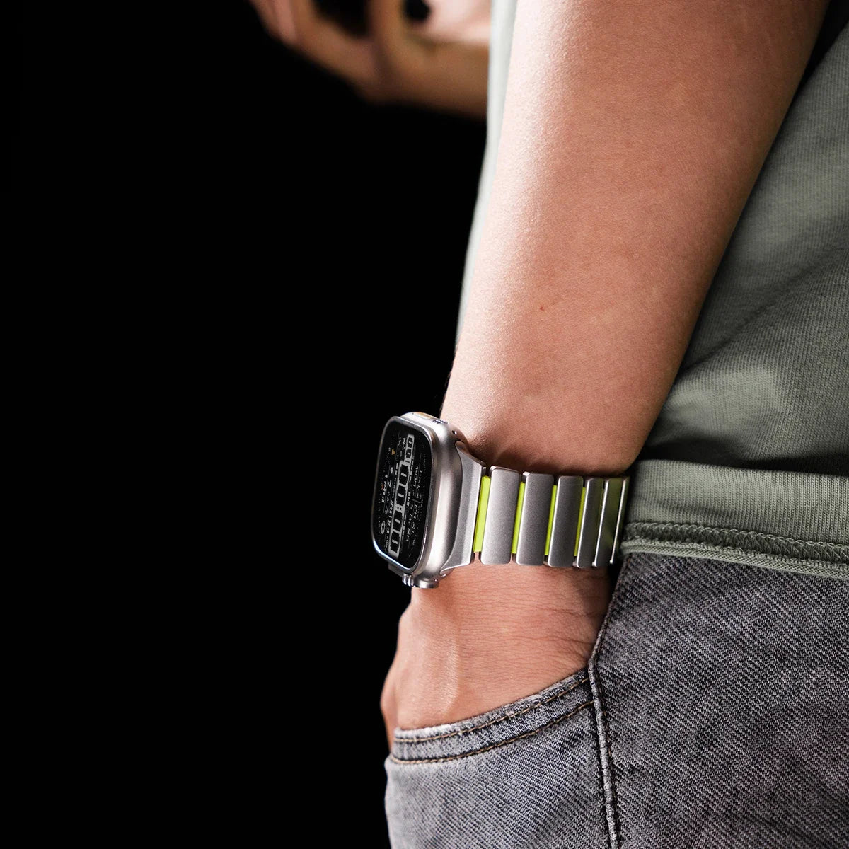 Titanium Silicone Magnetic Apple Watch Band - Luxury Metal Strap for Ultra 3/2/1 49mm, Series 11/10 46mm, Series 9/8/7 45mm, Series 6/SE/5/4 44mm, Series 3/2/1 42mm
