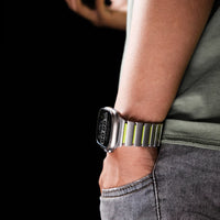 Titanium Silicone Magnetic Apple Watch Band - Luxury Metal Strap for Ultra 3/2/1 49mm, Series 11/10 46mm, Series 9/8/7 45mm, Series 6/SE/5/4 44mm, Series 3/2/1 42mm