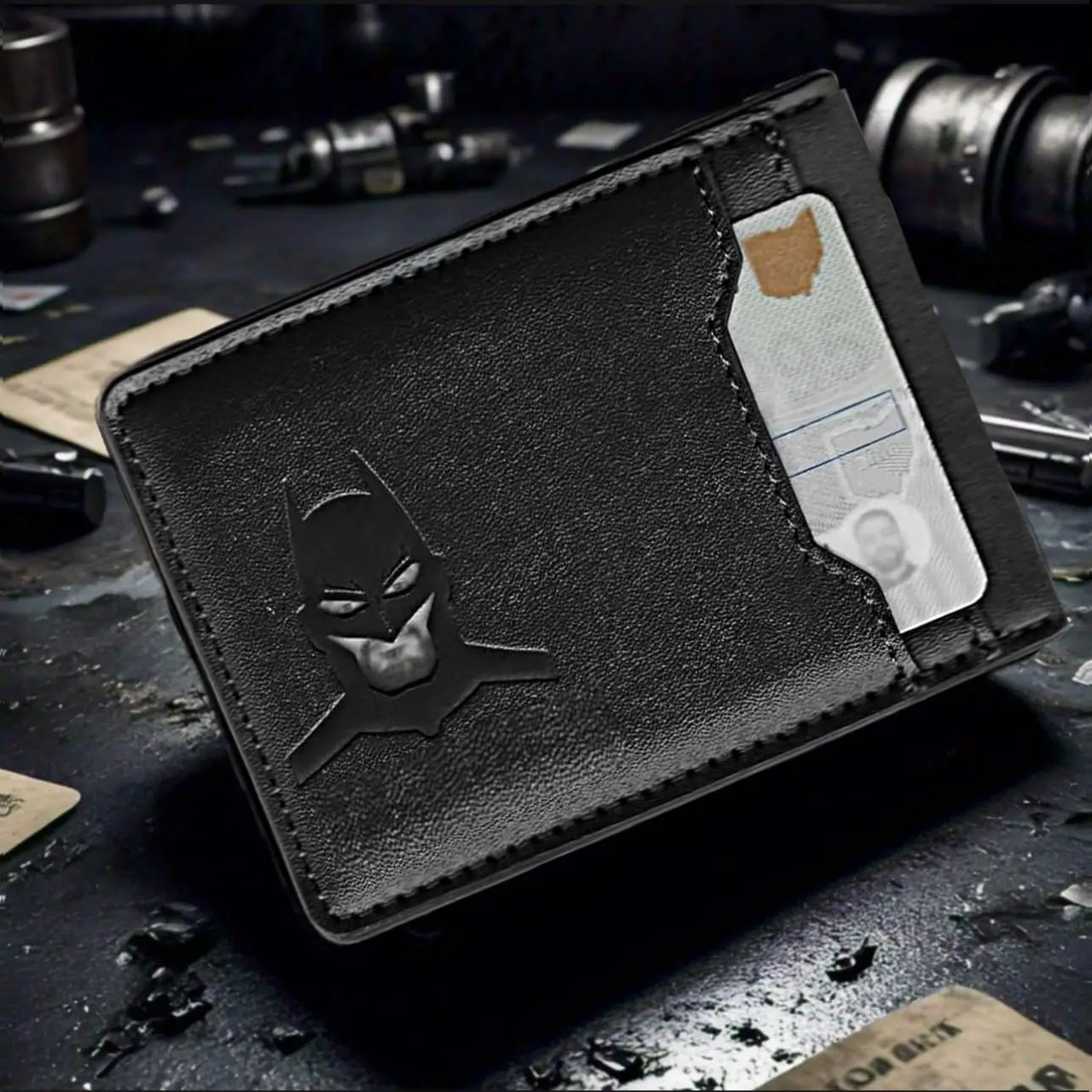 Batman HeroGuard™ Slim Leather Card Wallet – Superhero Mask Edition | Premium Gift for Men