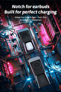 CyberDock™ Qi2 3-in-1 Wireless Charging Station - 15W Fast Charge for iPhone 16 15 14 Pro Max, Apple Watch & AirPods | Cybertruck-Inspired Design