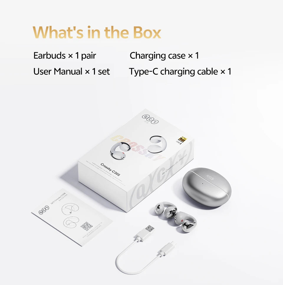 QCY Crossky C30S Open-Ear Clip-On Earbuds with LDAC