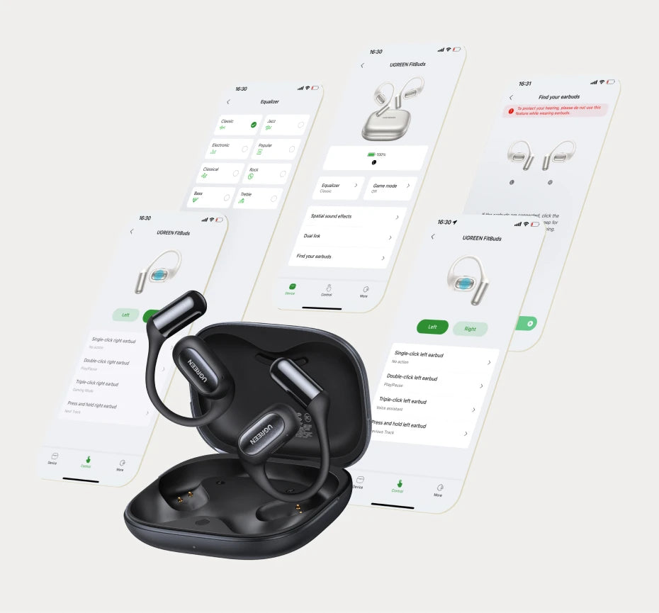UGREEN FitBuds Open-Ear Earphones - Bluetooth 6.0 Ear-Hook TWS | Spatial Audio, 30H Battery, USB-C, Metal & Silicone Build