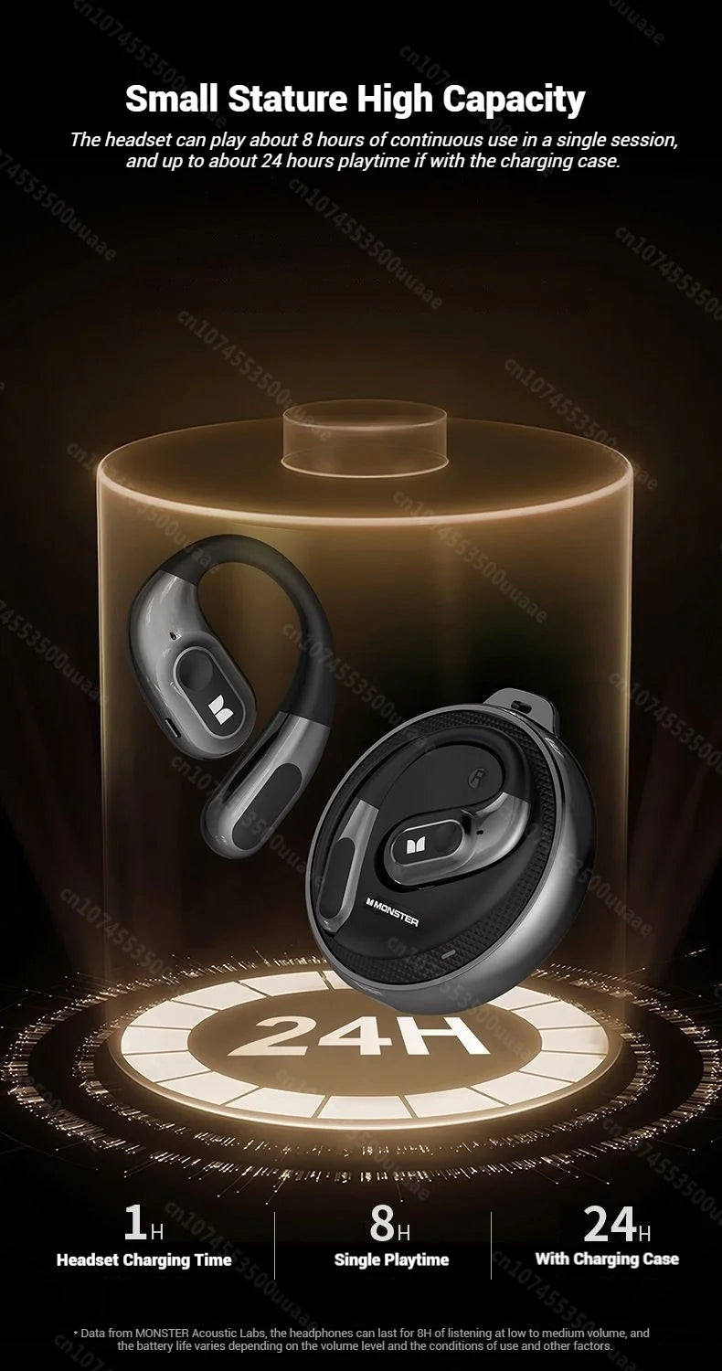Monster AC330 OWS Open-Ear Headphones - Bluetooth 5.4 | ENC Call Noise Cancelling, 360° Surround Sound, 24H Battery, Waterproof Sport Headset