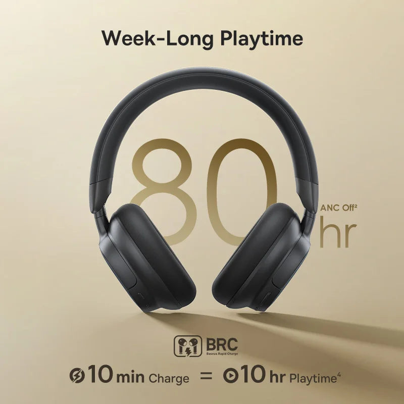 Baseus Bowie MH1 Over-Ear Headphones - 48dB ANC, LDAC Hi-Res, Bluetooth 6.0 | 80H Battery, 36mm Driver, Wireless & Wired