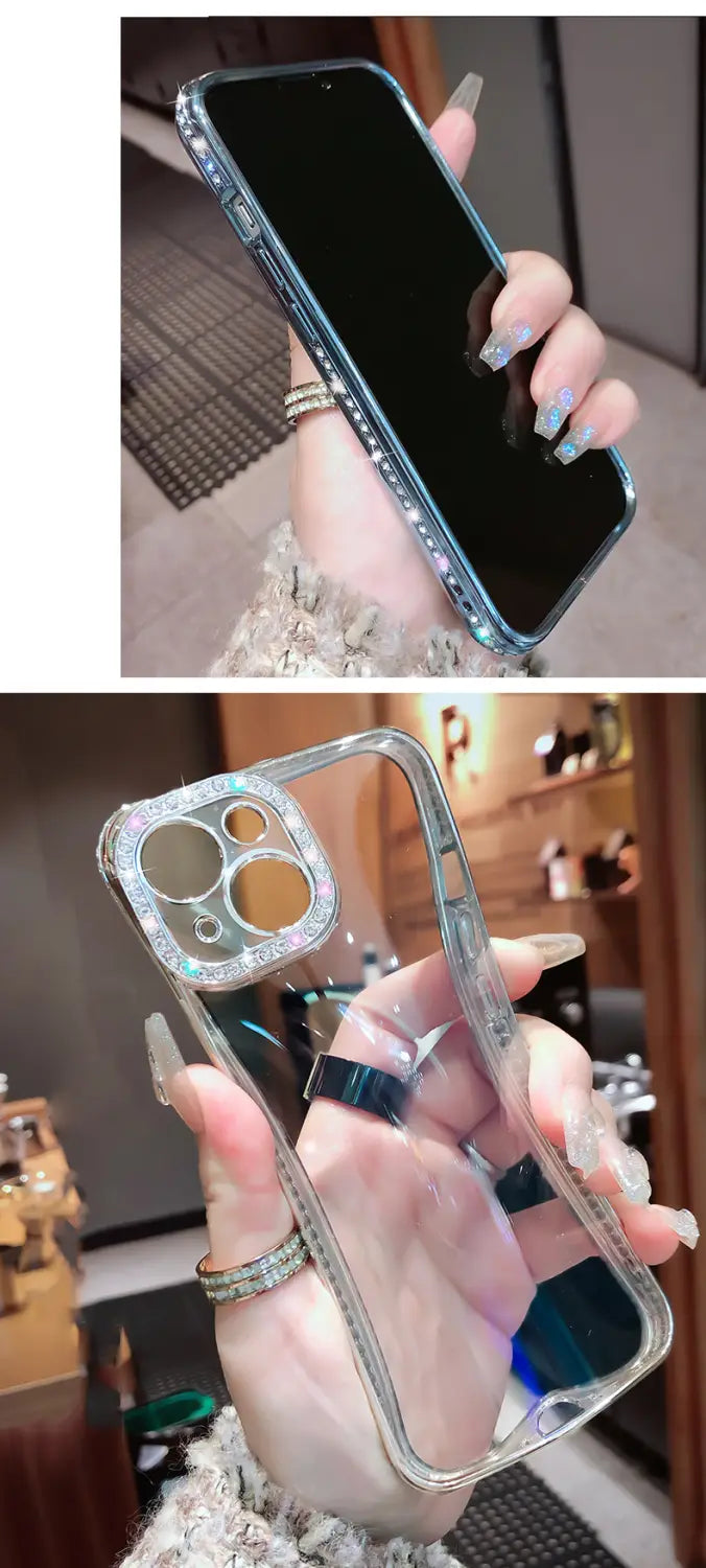 iPhone Glitter Diamond Transparent Case for iPhone 13 11 12