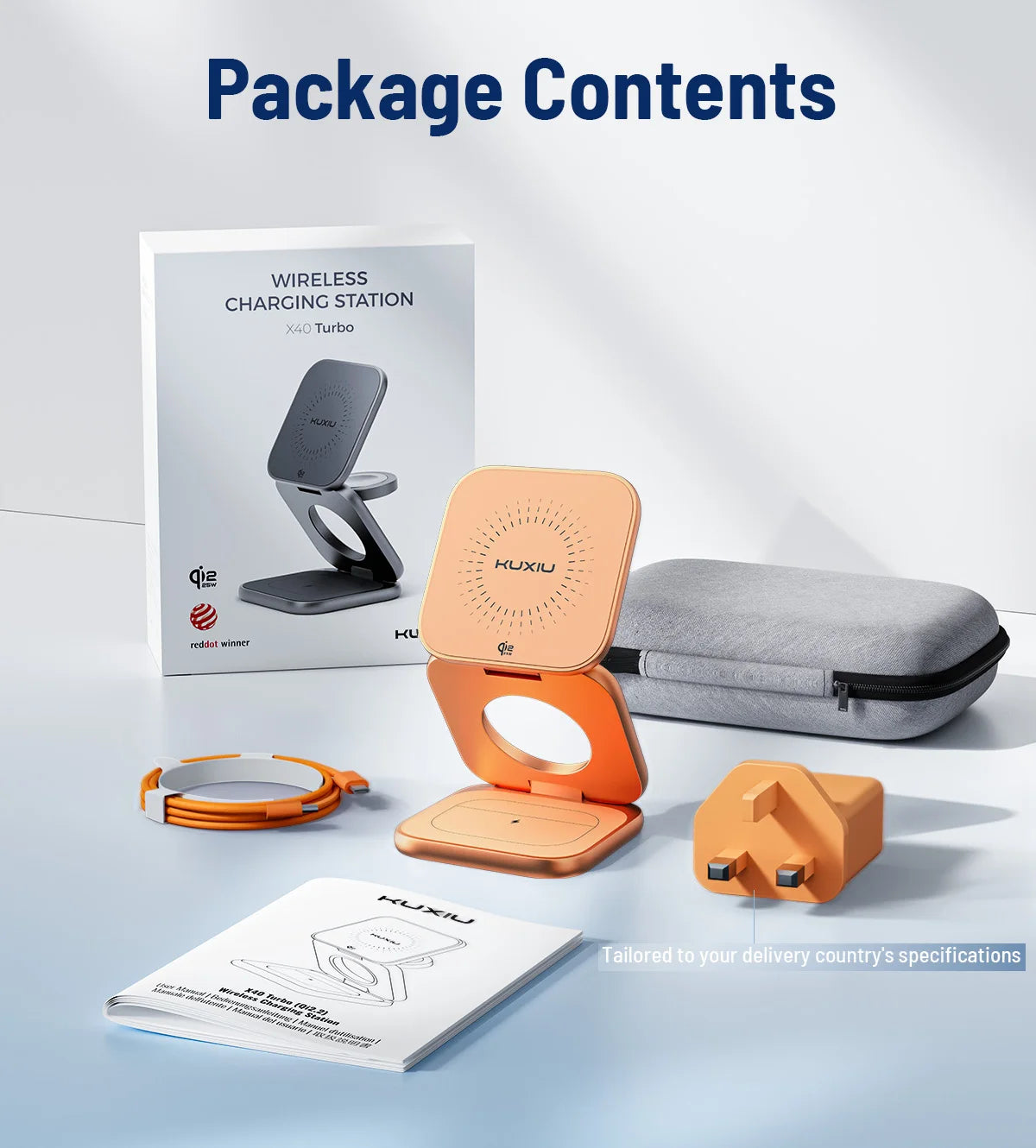 KUXIU X40 Turbo 3-in-1 Wireless Charging Stand - Qi2.2 Certified 25W Fast Charging | Foldable MagSafe Charger for iPhone, Apple Watch & AirPods