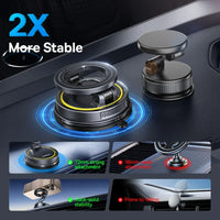 Baseus Magnetic Car Phone Holder - Vacuum Suction Cup 360° Rotation Stand | Universal Dashboard Mount for iPhone 17 & All Phones