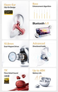 QCY Crossky C30S Open-Ear Clip-On Earbuds with LDAC