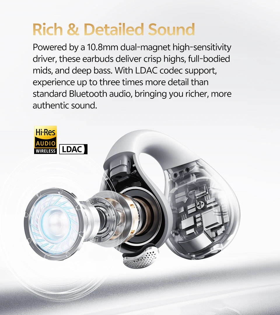 QCY Crossky C30S Open-Ear Clip-On Earbuds with LDAC