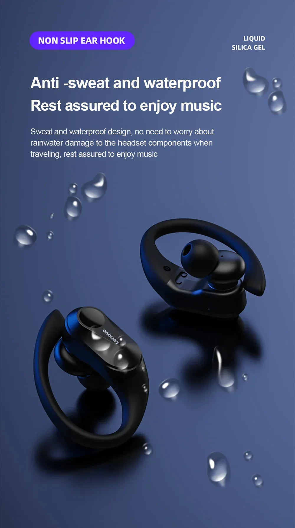Lenovo LP75 Sports TWS Earphones - Bluetooth 5.3 | ANC, HiFi Stereo, LED Display, Waterproof with Mic & Button Control