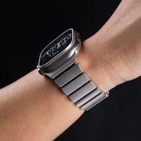 Titanium Silicone Magnetic Apple Watch Band - Luxury Metal Strap for Ultra 3/2/1 49mm, Series 11/10 46mm, Series 9/8/7 45mm, Series 6/SE/5/4 44mm, Series 3/2/1 42mm