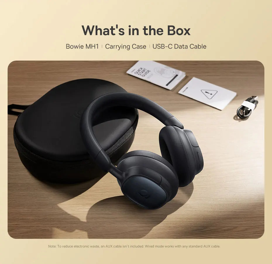 Baseus Bowie MH1 Over-Ear Headphones - 48dB ANC, LDAC Hi-Res, Bluetooth 6.0 | 80H Battery, 36mm Driver, Wireless & Wired