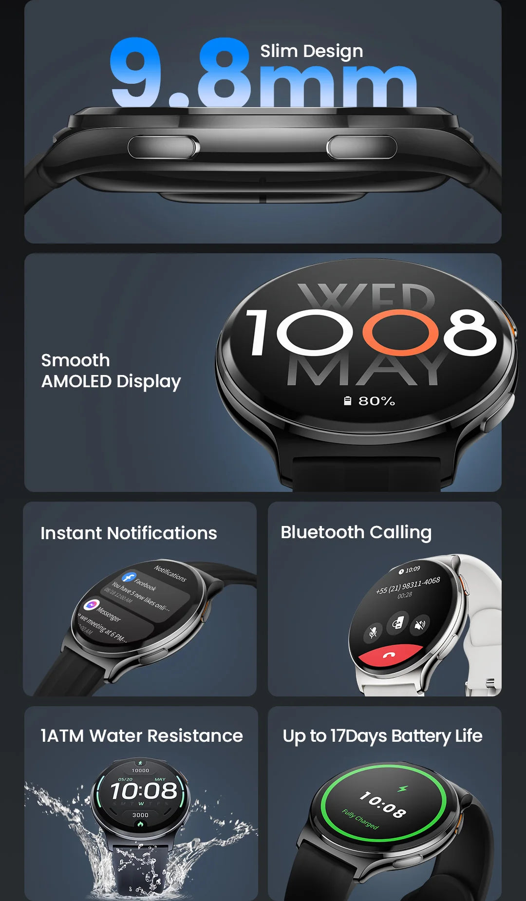 HAYLOU Solar Lite 2 Smartwatch – 1.43" AMOLED, 17-Day Battery, 150+ Sports Modes, Voice Calling | 1ATM