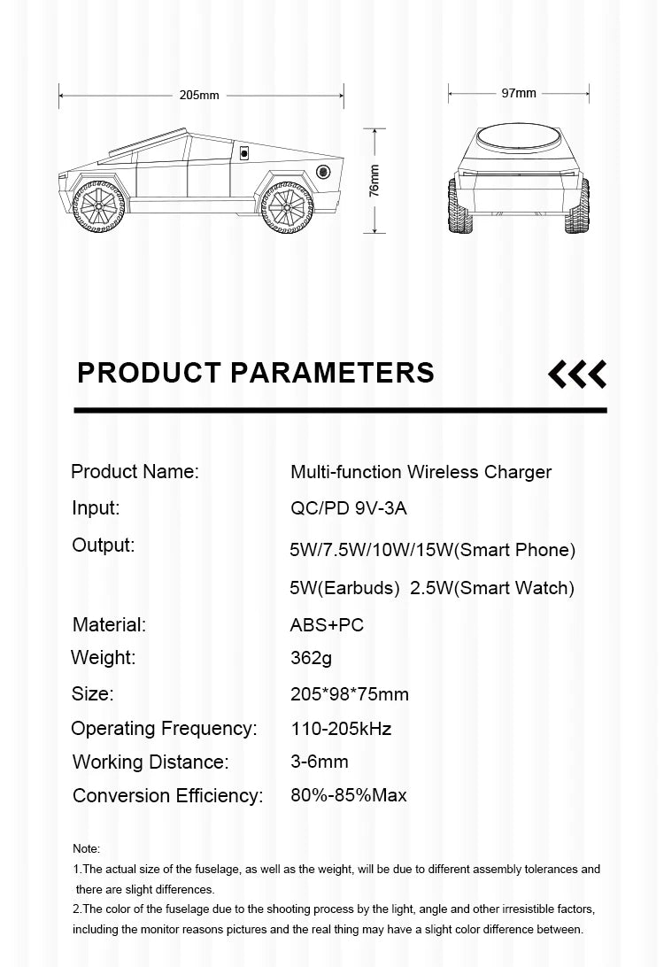 CyberDock™ Qi2 3-in-1 Wireless Charging Station - 15W Fast Charge for iPhone 16 15 14 Pro Max, Apple Watch & AirPods | Cybertruck-Inspired Design