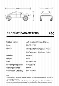 CyberDock™ Qi2 3-in-1 Wireless Charging Station - 15W Fast Charge for iPhone 16 15 14 Pro Max, Apple Watch & AirPods | Cybertruck-Inspired Design