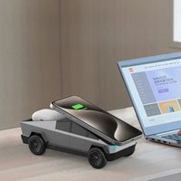 CyberDock™ Qi2 3-in-1 Wireless Charging Station - 15W Fast Charge for iPhone 16 15 14 Pro Max, Apple Watch & AirPods | Cybertruck-Inspired Design