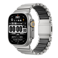 Titanium Silicone Magnetic Apple Watch Band - Luxury Metal Strap for Ultra 3/2/1 49mm, Series 11/10 46mm, Series 9/8/7 45mm, Series 6/SE/5/4 44mm, Series 3/2/1 42mm