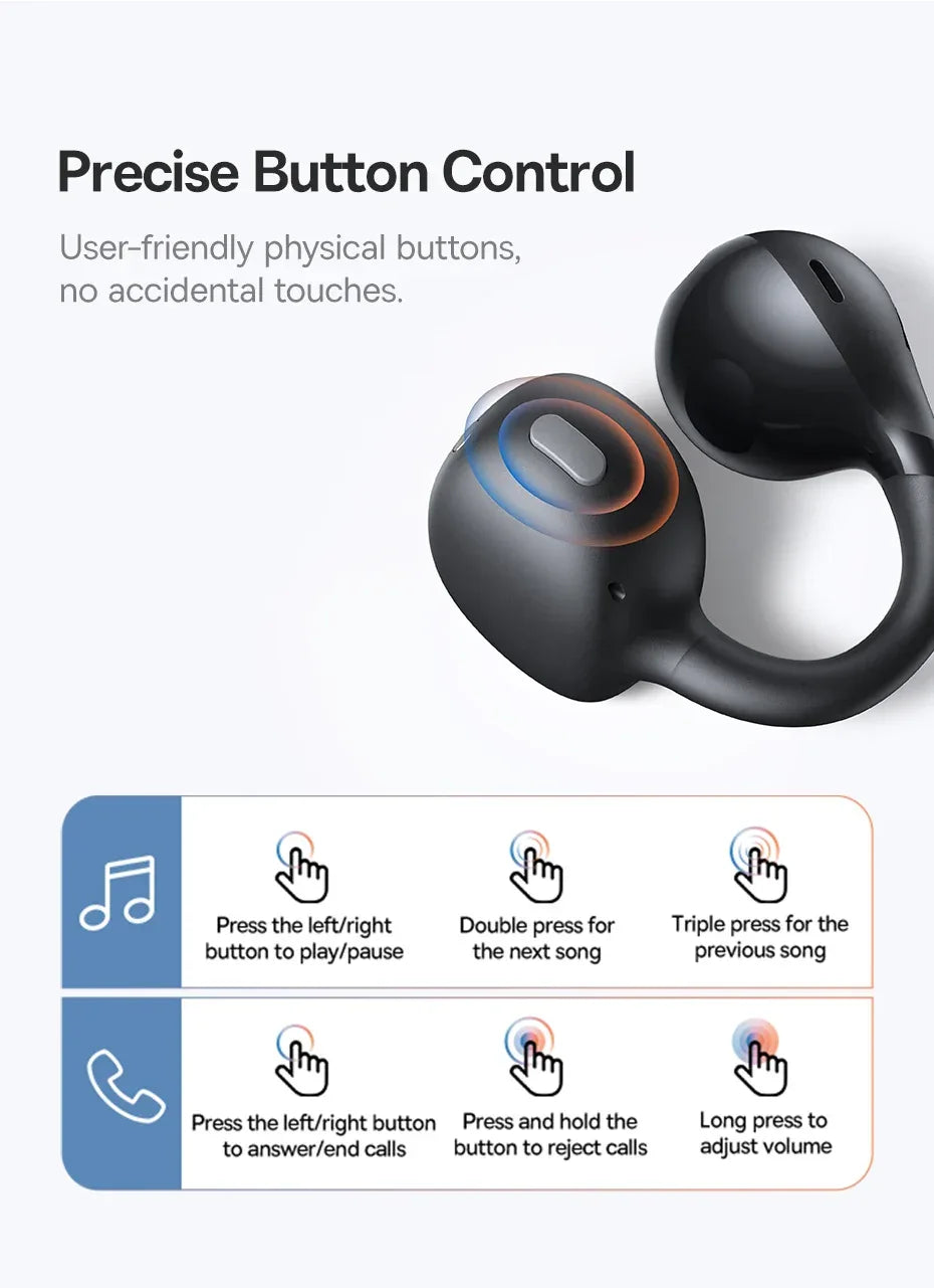 Baseus BC1 Open-Ear Clip Earbuds - Bluetooth 6.0 | 4-Mic ENC, 38Hr Battery, IP55 Waterproof, Super Bass Sport Earphones