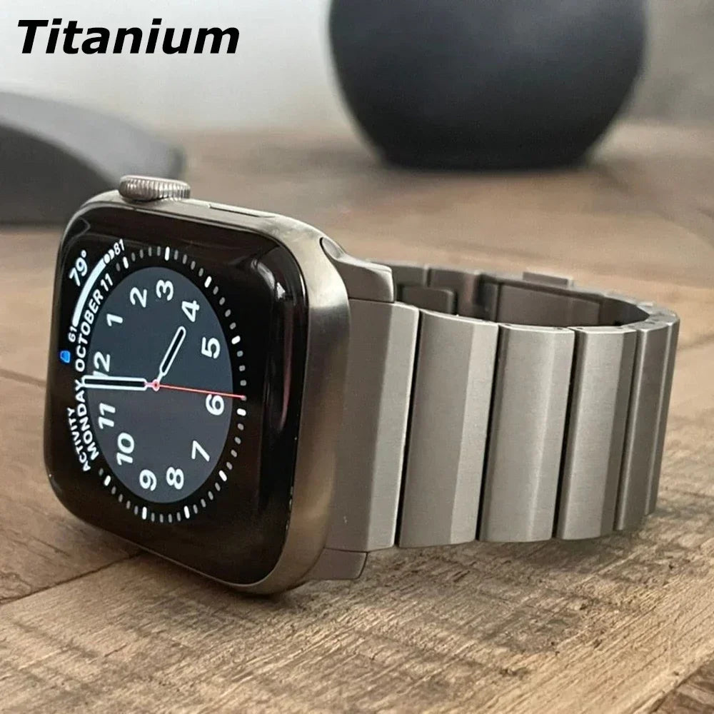 Titanium Apple Watch Band - Men's Business Bracelet for Ultra 3 49mm, Series 11/10 46mm, Series 9/8/7 45/41mm, Series 6/SE/5/4 44/40mm, Series 3/2/1 42/38mm