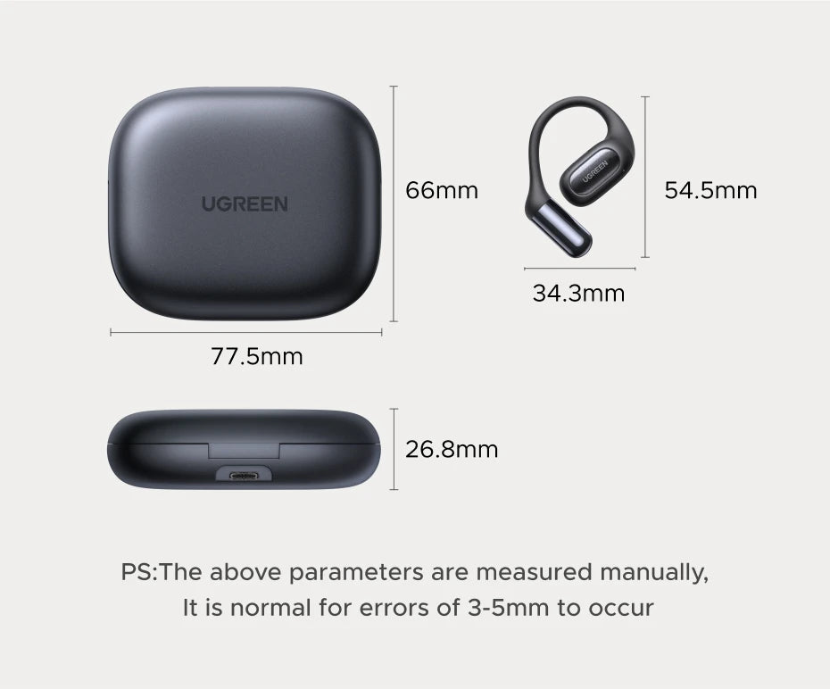 UGREEN FitBuds Open-Ear Earphones - Bluetooth 6.0 Ear-Hook TWS | Spatial Audio, 30H Battery, USB-C, Metal & Silicone Build