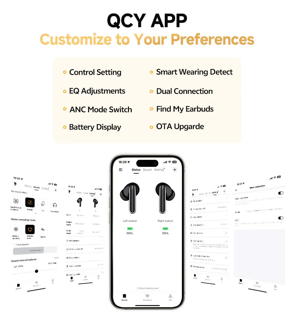 QCY MeloBuds Pro ANC Earbuds - 46dB Hybrid ANC, LDAC Hi-Res, Bluetooth 5.3 | 6-Mic, 34H Battery, In-Ear Detection, Waterproof TWS