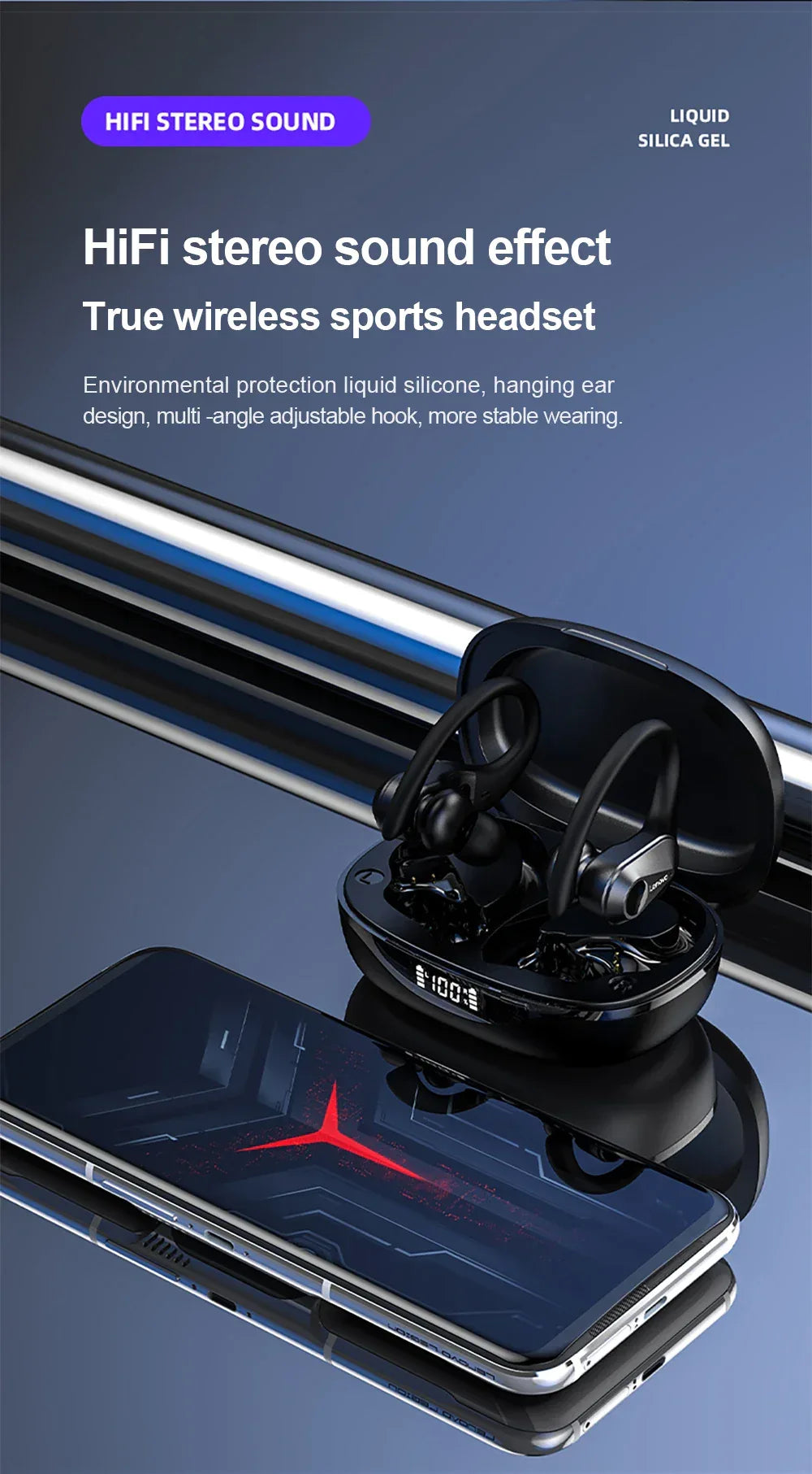 Lenovo LP75 Sports TWS Earphones - Bluetooth 5.3 | ANC, HiFi Stereo, LED Display, Waterproof with Mic & Button Control