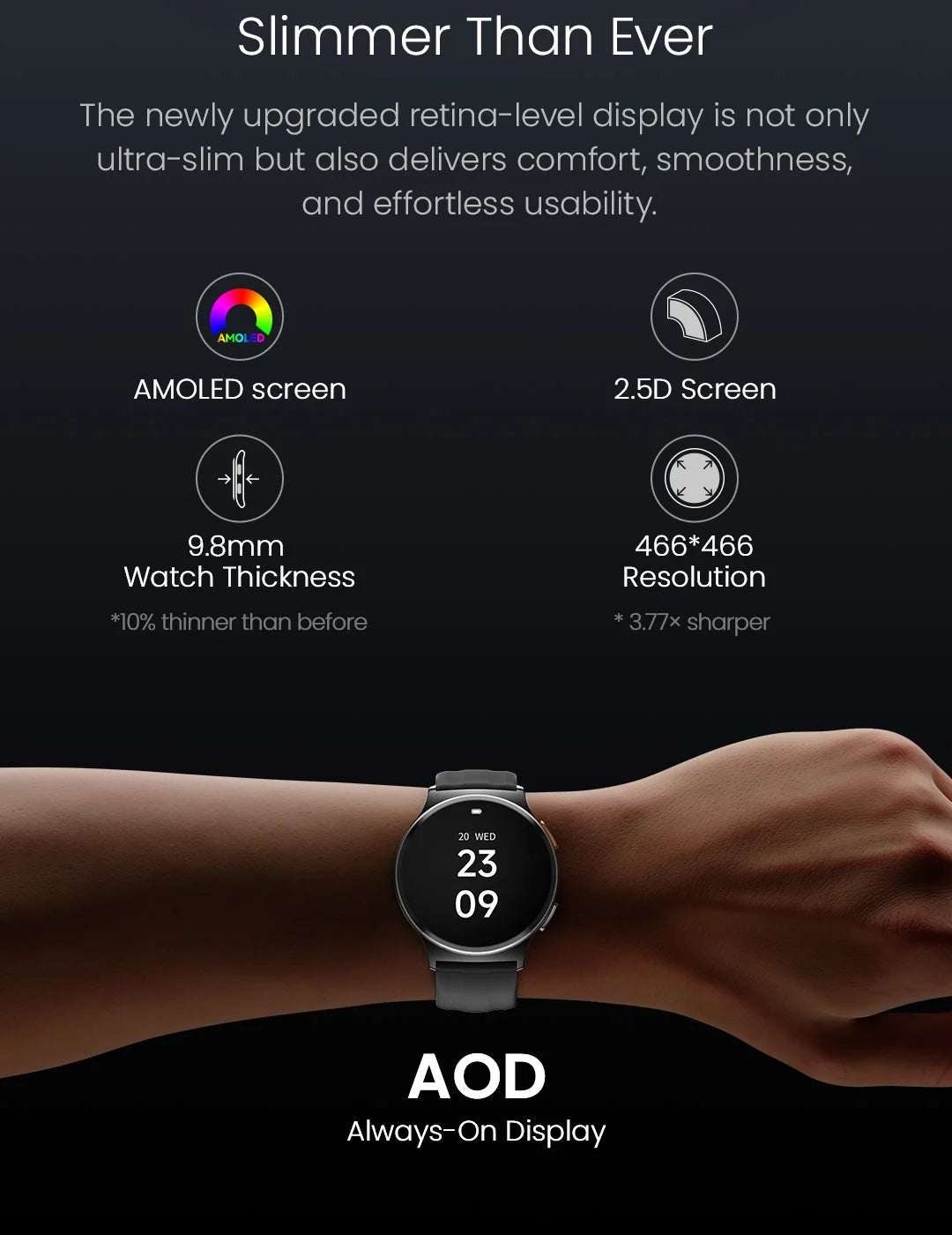 HAYLOU Solar Lite 2 Smartwatch – 1.43" AMOLED, 17-Day Battery, 150+ Sports Modes, Voice Calling | 1ATM