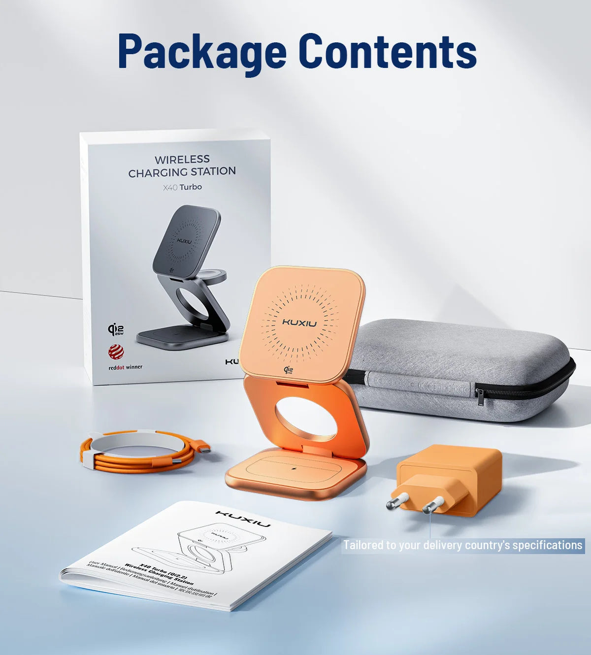 KUXIU X40 Turbo 3-in-1 Wireless Charging Stand - Qi2.2 Certified 25W Fast Charging | Foldable MagSafe Charger for iPhone, Apple Watch & AirPods