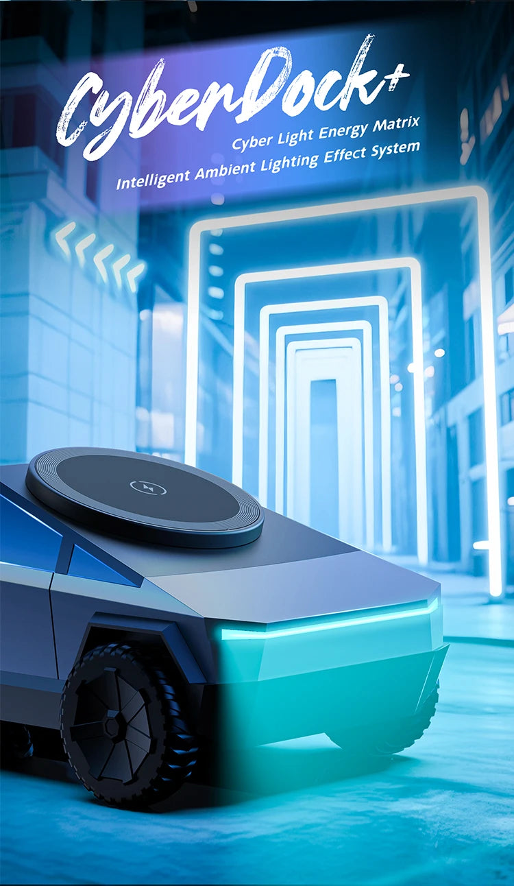 CyberDock™ Qi2 3-in-1 Wireless Charging Station - 15W Fast Charge for iPhone 16 15 14 Pro Max, Apple Watch & AirPods | Cybertruck-Inspired Design