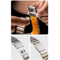 Titanium Silicone Magnetic Apple Watch Band - Luxury Metal Strap for Ultra 3/2/1 49mm, Series 11/10 46mm, Series 9/8/7 45mm, Series 6/SE/5/4 44mm, Series 3/2/1 42mm