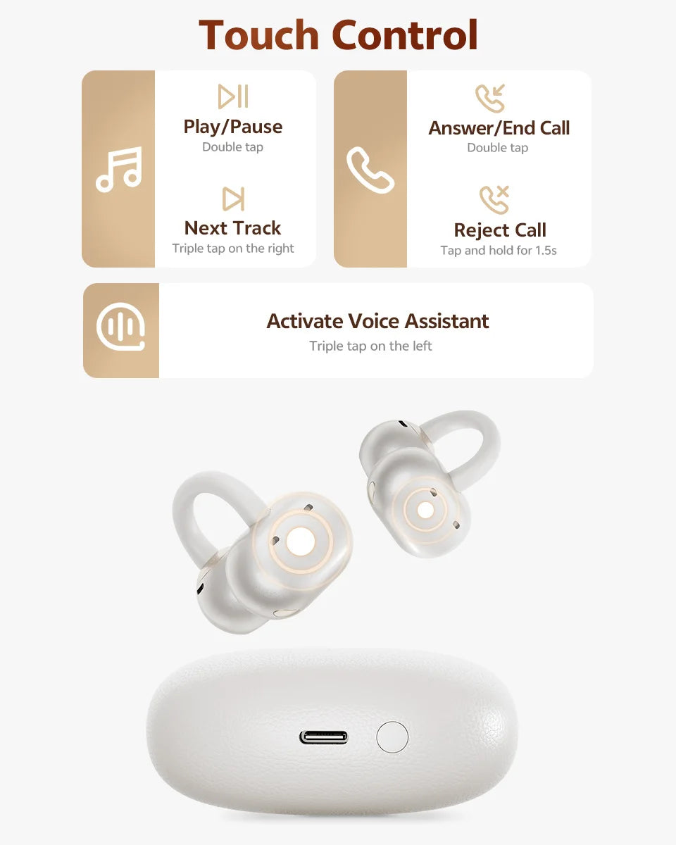 QCY Crossky C50 Open-Ear Clip-On Wireless Earbuds