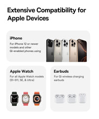 Baseus Qi2.2 3-in-1 Magnetic Wireless Charger - Charge iPhone + Apple Watch + AirPods Together | 25W Fast Charging, No Cable Mess