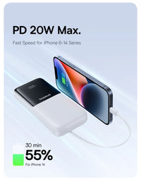 Baseus Power Bank 20000mAh - 22.5W Fast Charging | Built-in Lightning & USB-C Cables, LCD Display, Air-Travel Friendly, iPhone & Android