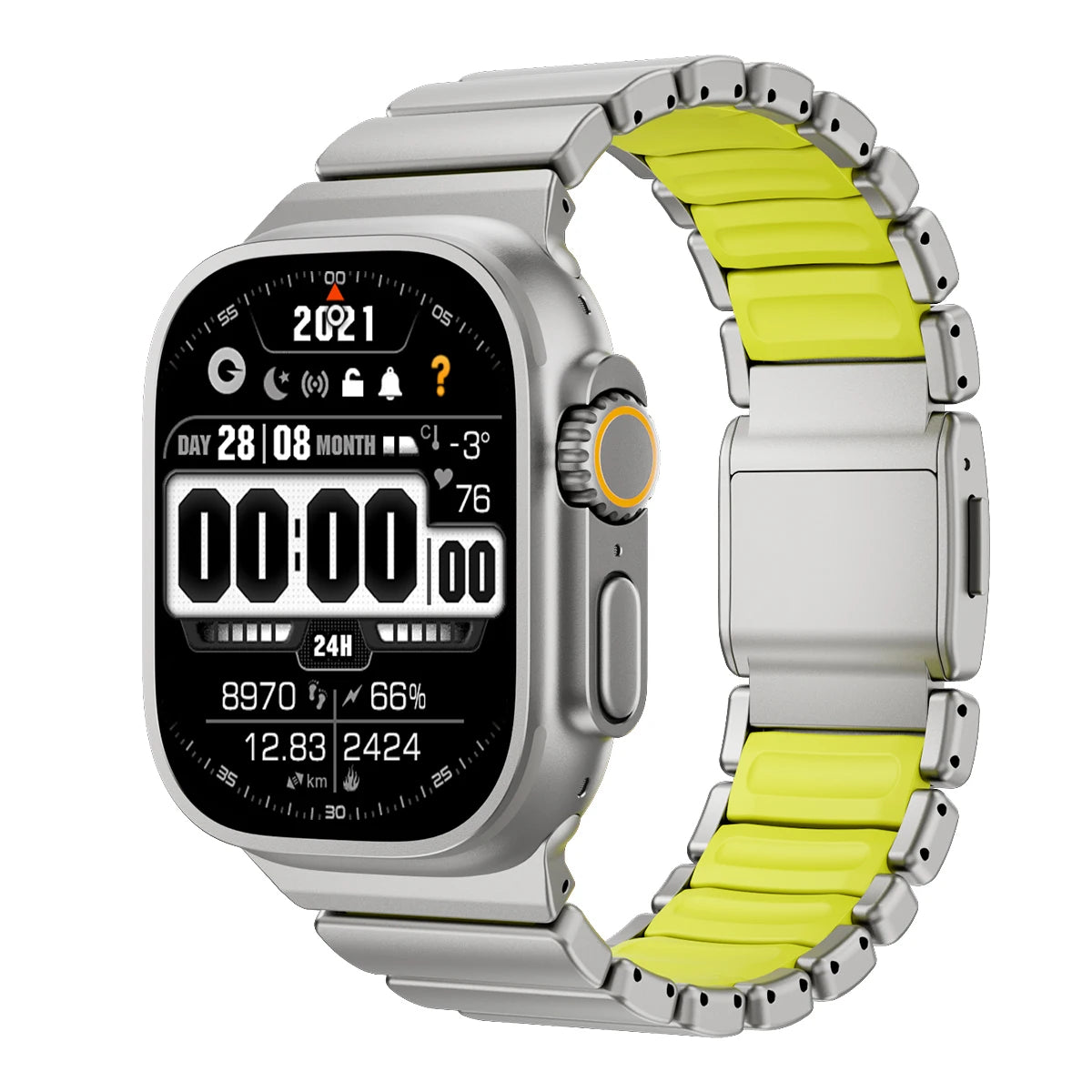 Titanium Silicone Magnetic Apple Watch Band - Luxury Metal Strap for Ultra 3/2/1 49mm, Series 11/10 46mm, Series 9/8/7 45mm, Series 6/SE/5/4 44mm, Series 3/2/1 42mm