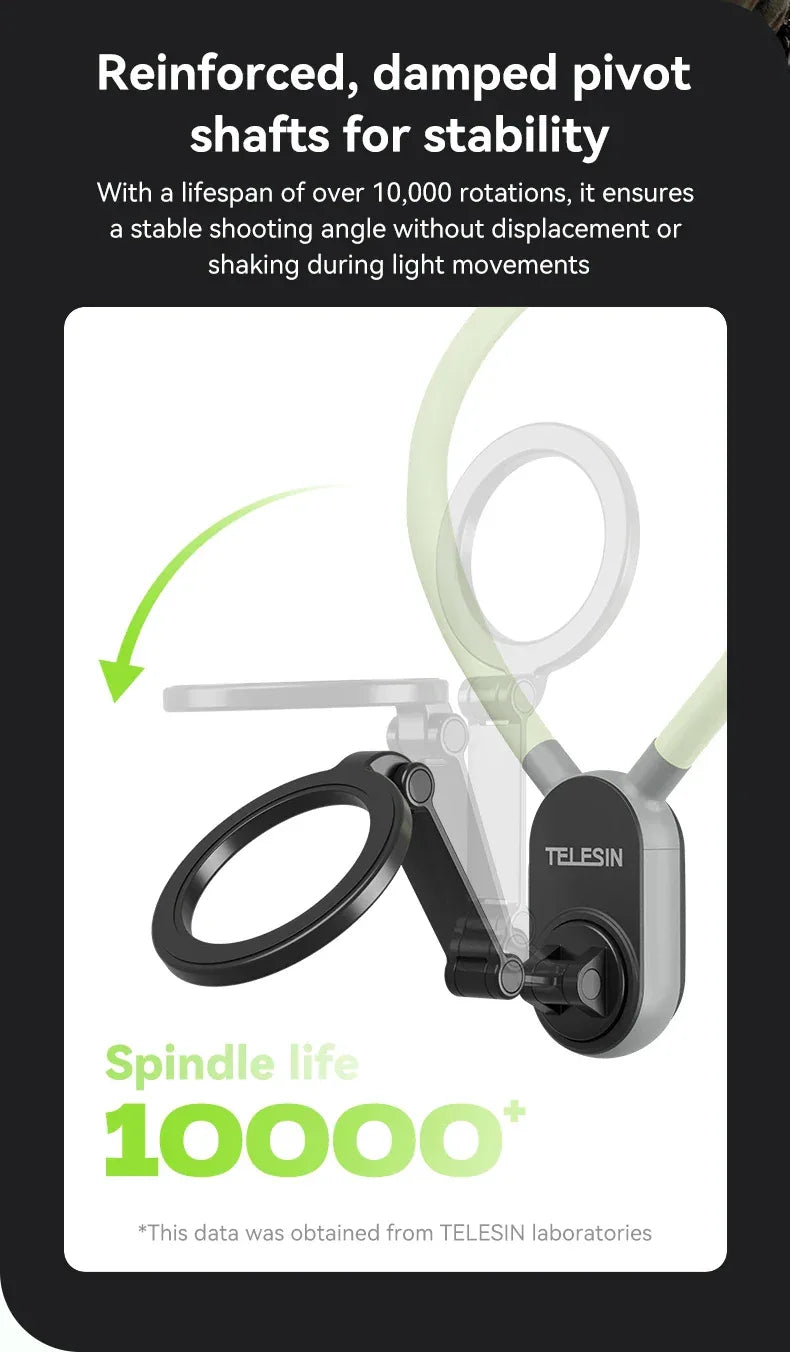 TELESIN Silicone Magnetic Quick-Release Neck Mount - Hands-Free Phone Holder for iPhone 15 14 13 12 11, Samsung, Universal Smartphones