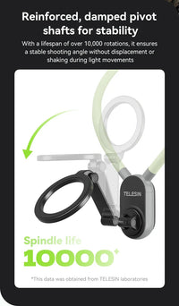 TELESIN Silicone Magnetic Quick-Release Neck Mount - Hands-Free Phone Holder for iPhone 15 14 13 12 11, Samsung, Universal Smartphones