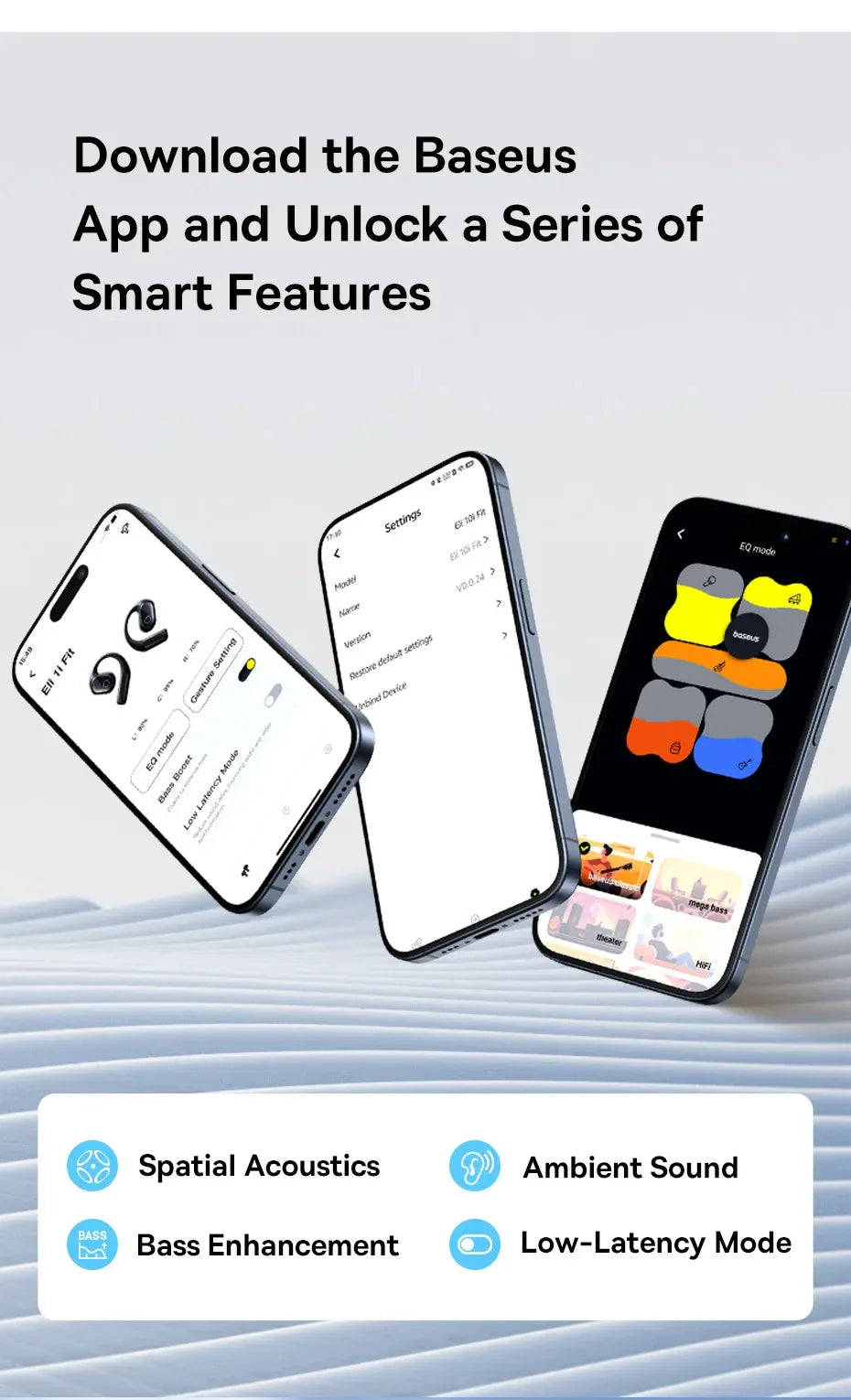 Baseus Eli 10i Fit Open-Ear Air Conduction Earphones - Bluetooth 5.4 | 45Hr Battery, IP54 Waterproof, Dual Connection Sport Earbuds