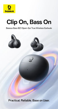 Baseus BC1 Open-Ear Clip Earbuds - Bluetooth 6.0 | 4-Mic ENC, 38Hr Battery, IP55 Waterproof, Super Bass Sport Earphones
