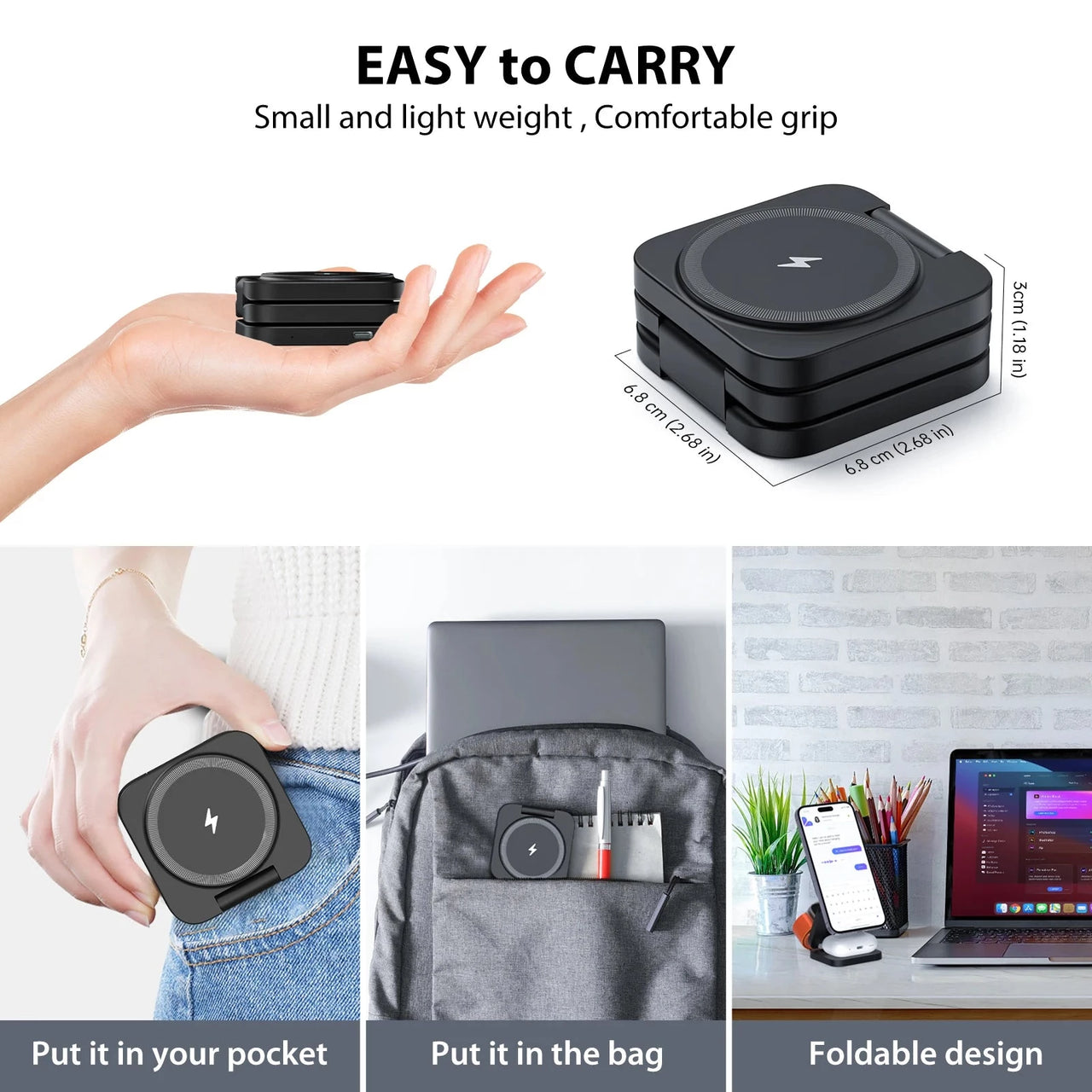 3 in 1 15W Fast Magnetic Wireless Charging Station for iPhone14 13 12 Pro/Max,Apple Watch, AirPods 3/2,Foldable Phone Hold -  by TechShopi - her, him, HomePage