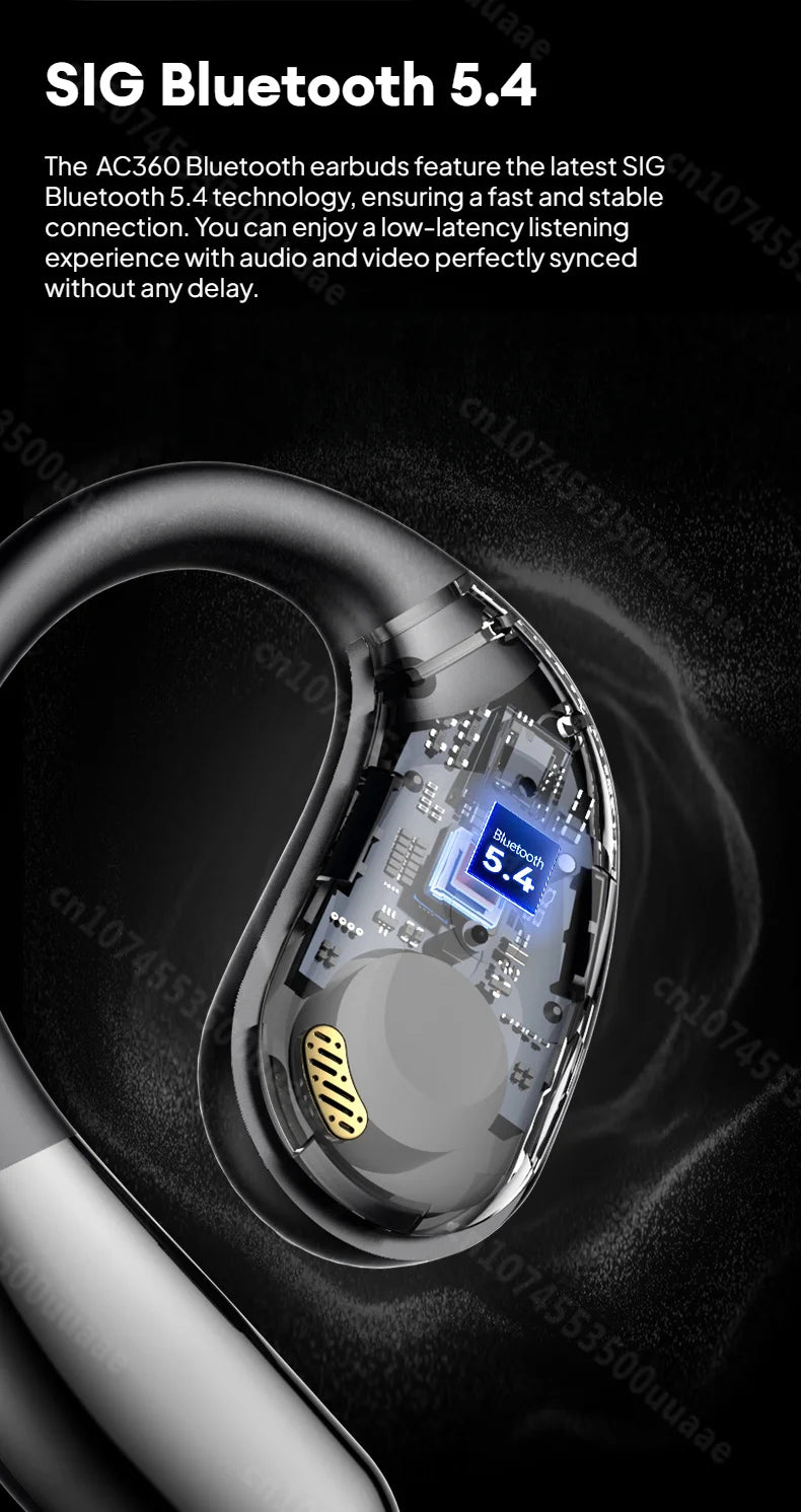 Monster AC360 Open-Ear Air Conduction Headphones - Bluetooth 5.4 | 360° Stereo OWS, 24H Battery, Waterproof Sport Wireless Headset