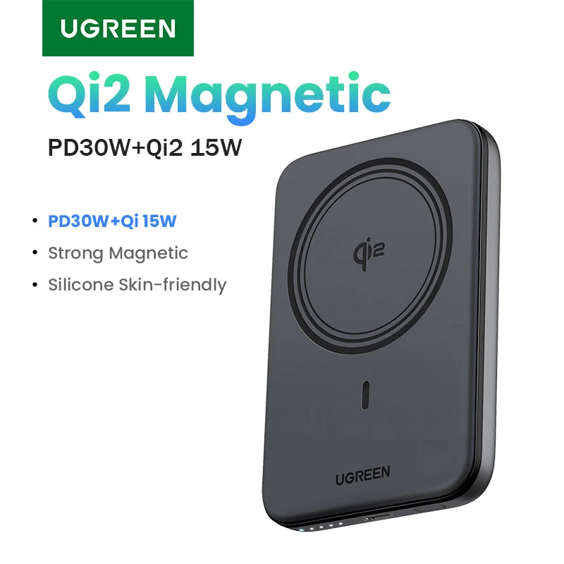 UGREEN Qi2 Magnetic Power Bank 10000mAh - 30W Fast Charging | MagSafe 15W Wireless, PD 30W USB-C, Two-Way Fast Charge, iPhone 17/16 Pro Max