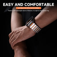 Titanium Silicone Magnetic Apple Watch Band - Luxury Metal Strap for Ultra 3/2/1 49mm, Series 11/10 46mm, Series 9/8/7 45mm, Series 6/SE/5/4 44mm, Series 3/2/1 42mm