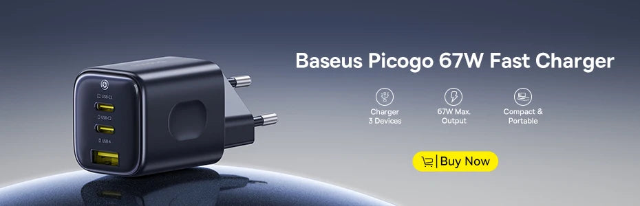 Baseus Power Bank 20000mAh - 22.5W Fast Charging | Built-in Lightning & USB-C Cables, LCD Display, Air-Travel Friendly, iPhone & Android