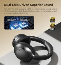 QCY H3 Pro ANC Over-Ear Headphones - 50dB ANC, LDAC Hi-Res, 3D Spatial Audio, Bluetooth 5.4 | 60H Battery, 3-Mic ENC, Wireless & Wired