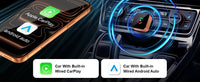 CarPlay Wireless Adapter 2-in-1 - Cable to Wireless Converter for iPhone & Android Auto | Mini USB Design Plug & Play